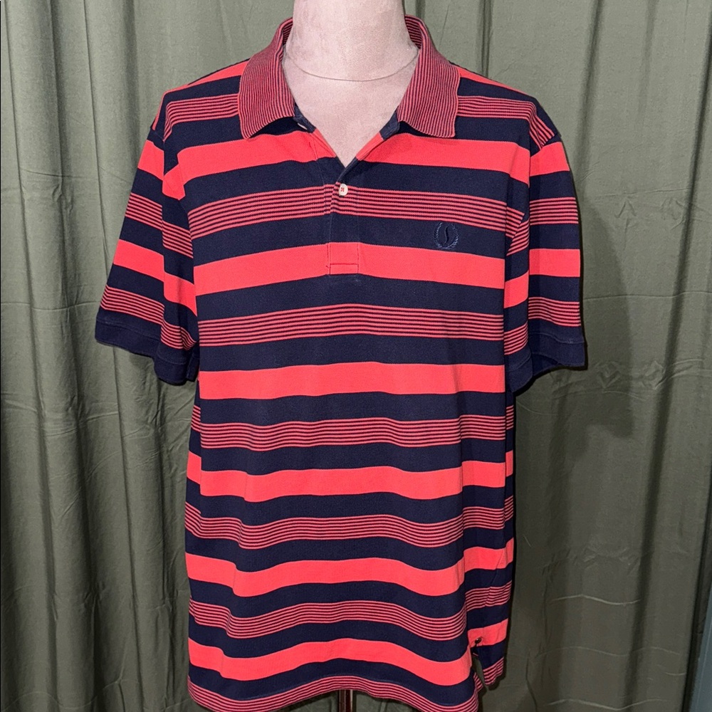 Striped Polo Shirt - Red and Navy